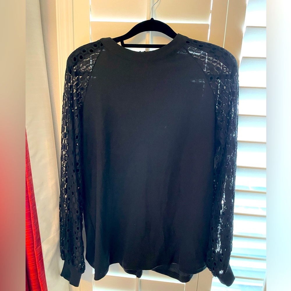 Black laced long sleeve shirt